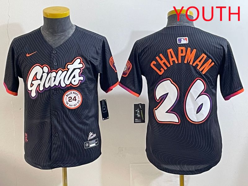 Youth San Francisco Giants #26 Chapman Black Joint Name 2025 Nike MLB Jersey style 11->youth mlb jersey->Youth Jersey